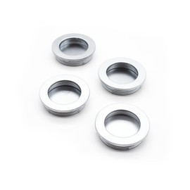 DOJA Barcelona | Integrated Round Silver Handle | Diameter 40.5 x 10 mm | Pack of 6 | Pull Handle | Recessed Sliding Door, Wardrobe Door, Drawers, Shoe Cabinet, Window