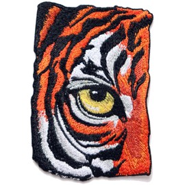 Tiger Eye Patch Iron On Embroidered Tiger Patch with Instruction Manual (Japanese)