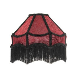 Vintage Victorian Style Lamp Shade in Burgundy with Black Tassels and Embroidered Trims | 30cm Diameter | Table and Pendant Shade by Happy Homewares