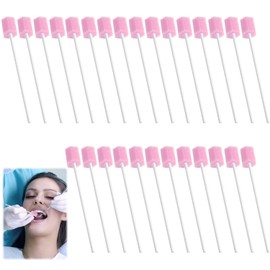 30PCS Oral Care Sponge Swab Sticks, Disposable Mouth Sponges on Stick for Hydration and Dental Care, Soft and Durable Foam Swabs for End of Life Care, Elderly, Babies, and Travel (Pink)