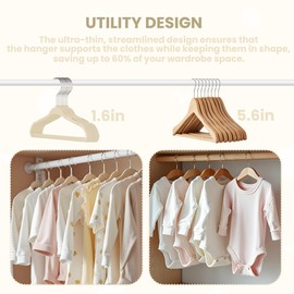InfiniPower 30 Pack Kids Velvet Hangers, 11 Inch Baby Hangers with Non-Slip Design for Toddler Closet, Infant Clothes, Coats & Skirts, White