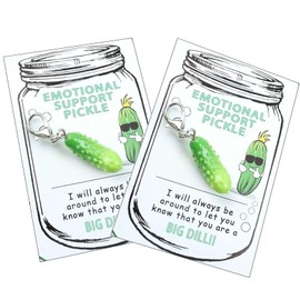 LIU JUN Cute Pickle Design Keychain With Pocket Hug Card, Emotional Support Fun Pocket Hug Positive Pickle with Support Card (2K-Pickle4)