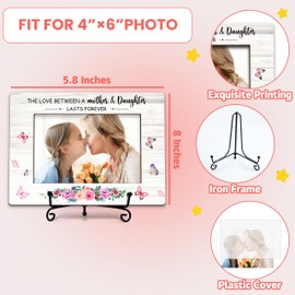DETIHO Mom Picture Frame, 4"x6" Mothers Day Photo Gifts，Mom Wooden Picture Frame with Iron Stand, Mother Daughter Gift for Table Decor Display-G04