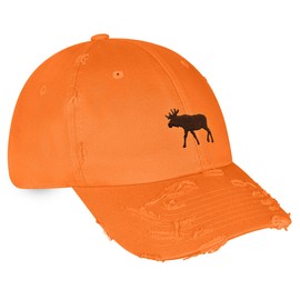 JPAK Moose Vintage Dad Hat Frayed Embroidered Cap Elk Hunting Orange