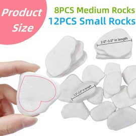 MSACC 20PCS White Rocks for Painting, Medium & Small Irregular Rocks to Paint, Flat Painting Rocks,Smooth Kindness Rocks for Crafts, DIY,Garden Decoration