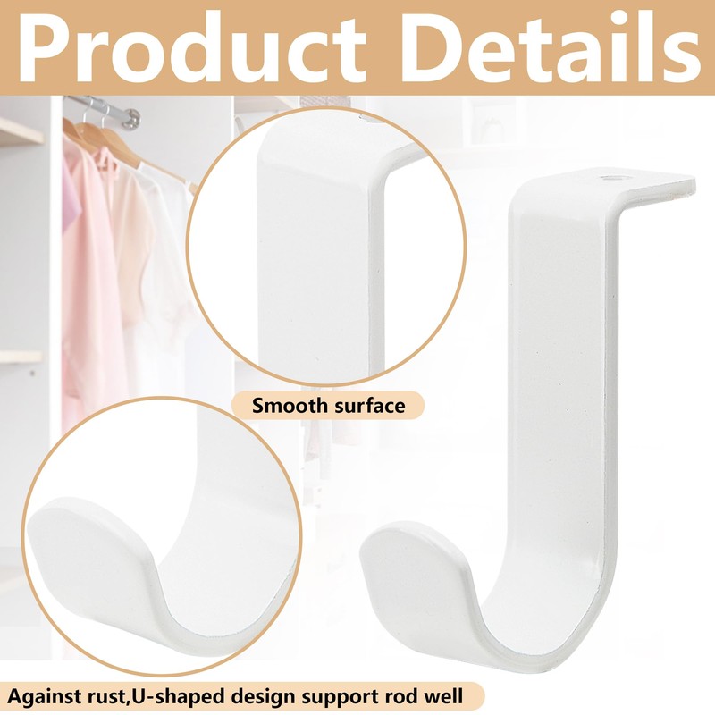 moonoom 4 Pack Heavy Duty Closet Rod Brackets for 1-Inch