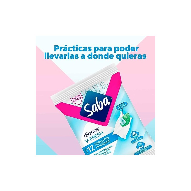 Saba Toallitas Húmedas V-fresh para uso íntimo, 12 piezas