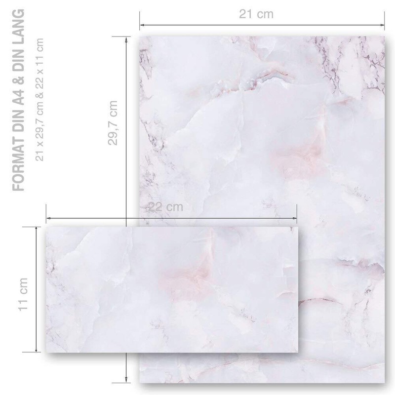 Writing Paper Sets Marble and Structure, Marble Lilac, 20 Sheets