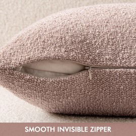 Woaboy Pack of 1 Decorative Throw Pillow Cover Pillowcase Textured Boucle Square Sofa Couch Pillow Home Decor for Spring Valentine's Day Winter Living Room Woven Modern Cushion Case 18 x 18 Inch Pink