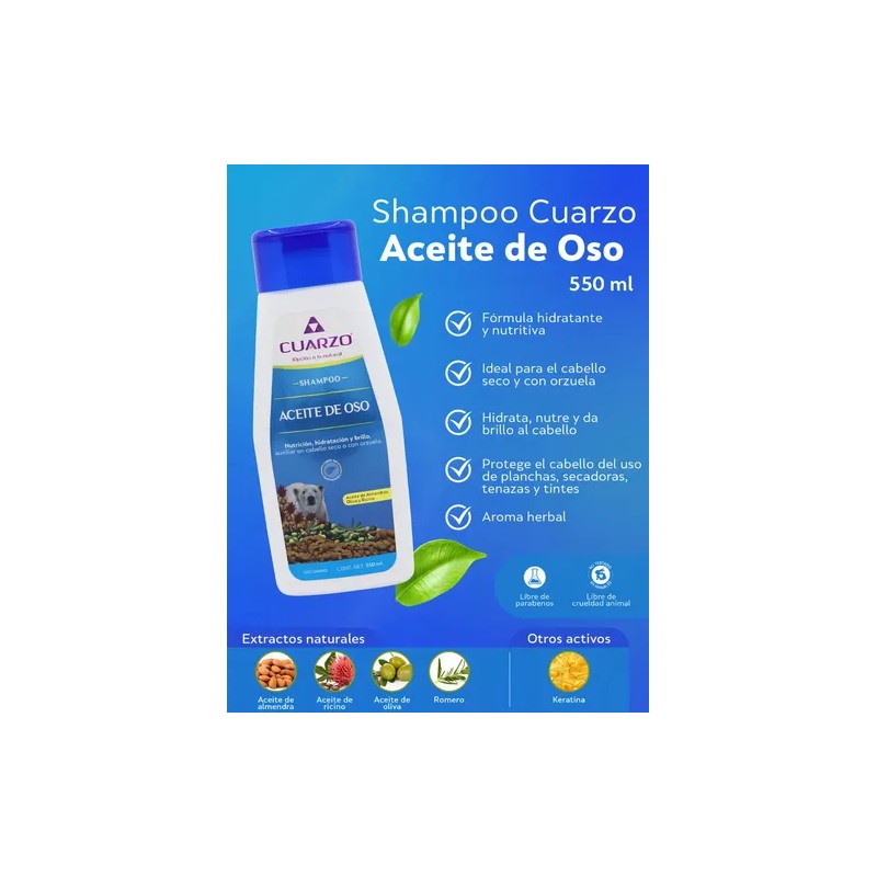 Shampoo Aceite De Oso Cuarzo 550 Ml