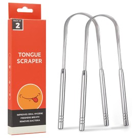 2 Pack Tongue Scraper for Adults, GIAVGIAV Professional Tongue Cleaner Tongue Brush for Oral Care & Hygiene, Reusable Tongue Scrubber with Dual Carved Handle, Reduce Bad Breath, Stainless Steel