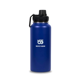 Beazyness 'universeBottle' Stainless Steel Drinking Bottle - BPA-Free - Leak-Proof - Suitable for Carbonated Drinks - Insulated Bottle with Screw Cap for Fitness, Outdoor (Blue, 950 ml)