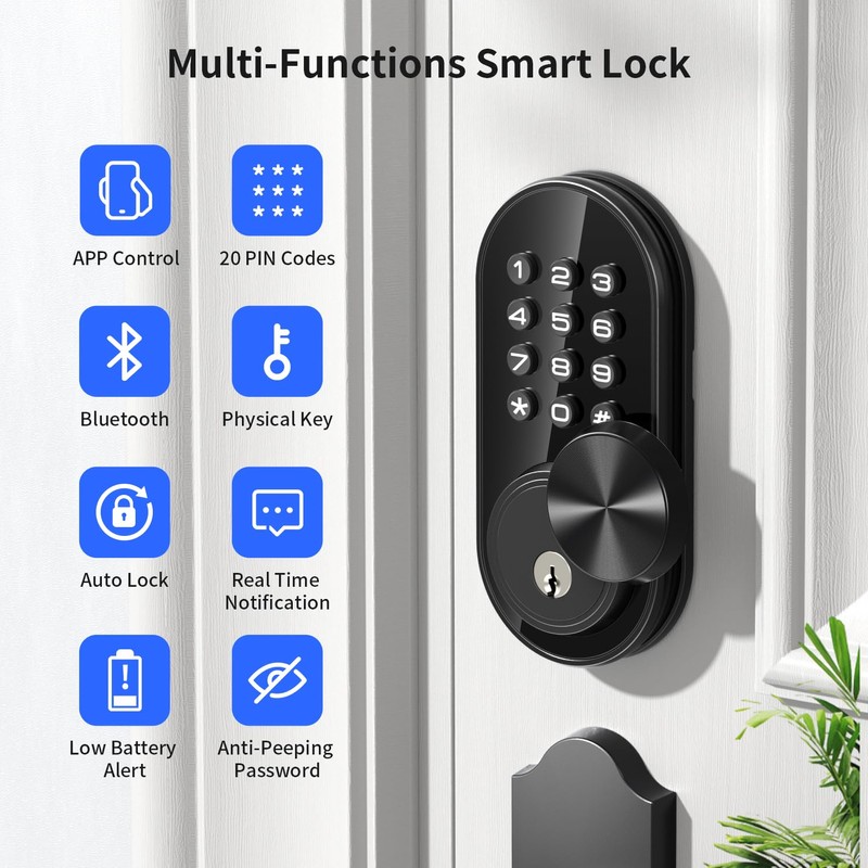 TEEHO TE341 Smart Keyless Entry Door Lock with App Control,
