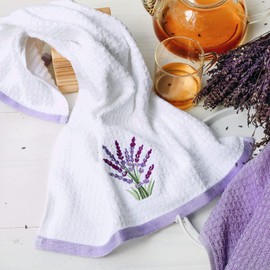 Hiera Home Kitchen Towels - Ultra Soft Cotton and Super Absorbent Dish, Large Kitchen Towel 24x16 Inches, Natural Cotton Dish Towels Pack of 2 (Lavender)