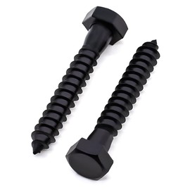 Glvaner 1/2 x 3 inch Stainless Steel Hex Head Lag Screws Bolts, Black Coated, 304 Stainless Steel 18-8, Hexagon Head Lag Bolts, Partial Thread, 6 pcs