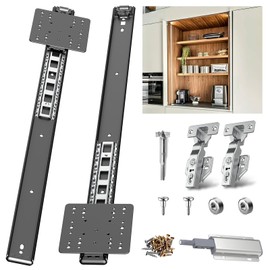 Pocket Door Hardware Slide Kit - Heavy Duty Hidden Sliding & Pivot Hinge System with Magnetic Catches, Soft Close Retractable Cabinet Door Slides for Wardrobe, Kitchen & Recessed Doors（22in,Set 2 ）