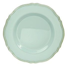 OCCASIONS 240 Plates Pack, Premium Heavyweight Disposable Wedding Party Plastic Plates (9'' Luncheon Plate, Rochelle Seafoam/Mint & Gold)