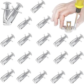 Homefantasy Pack of 20 Petal Nut Screws Expansion Dowels, Cavity Dowel Metal Set, Jack Nuts Hollow Wall Dowels, Plaster Dowels, Metal Dowels, for Hollow Walls/Dunes Metal/Jack/Trolley Nut (M6 x 25)