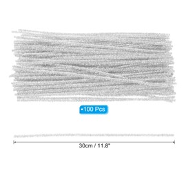 PATIKIL 30cm/11.8" Pipe Cleaners Chenille Stem, 100Pcs Glitters Fuzzy Sticks Pipe Cleaner Craft Supplies for DIY Art Creative Decoration Projects, White