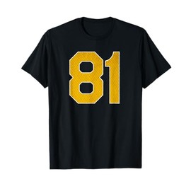 Gold Number 81 Athlete Sports Jersey Supporter Fanwear T-Shirt