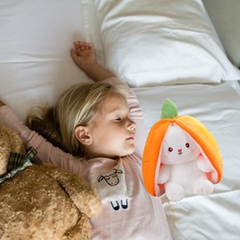 PXRLMYF Rabbit Hide and Seek Carrot Cushion Plush Toy with Zip, Hide and Seek Easter Gifts for Children, Boys, Girls (Carrot, 23 cm)