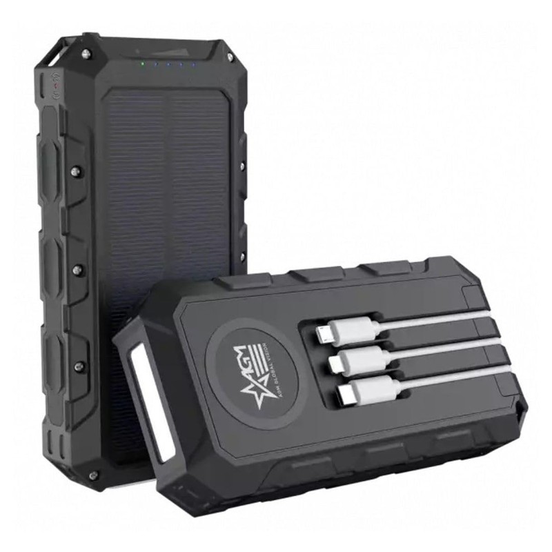 AGM Wireless Charging Solar Portable Accessory with 30000 mAh Battery