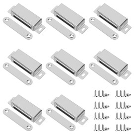Swpeet 8 Pack 2.75" x 0.8" Silver Large Stainless Steel Cabinet Magnetic Catch with Screws Assortment Kit,Strong Door Magnetic Catches for Door Kitchen Cupboard Closure Closet Door Closer