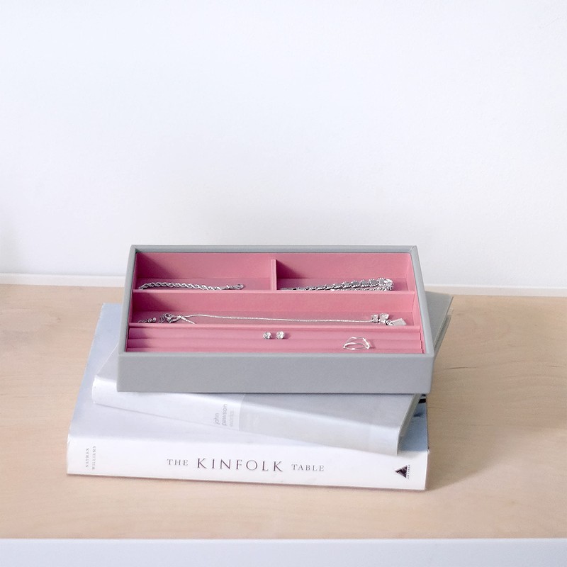 Stackers Dove Grey & Rose Classic Medium Jewellery Box Ring/Bracelets