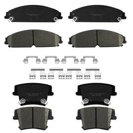 YxpBrake Ceramic Brake Pads Front and Rear Fit for Dodge Charger 2006-2023 Challenger 2015-2022 Magnum 2005-2008,Chrysler 300 2005-2018 with Hardware Kits
