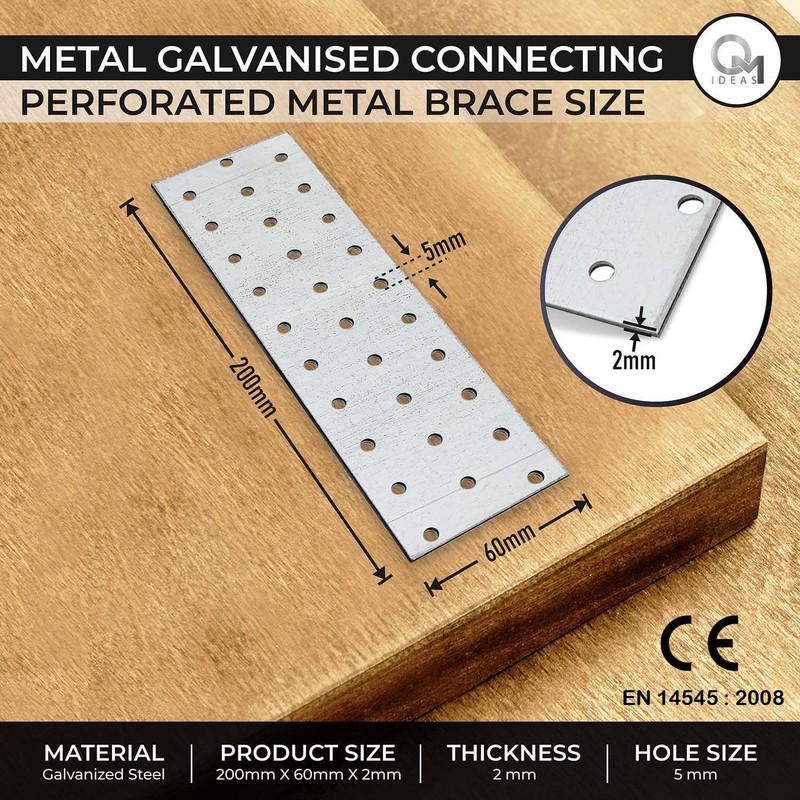OMIDEAS 5 x Perforated Plates (200 x 60 x 2)