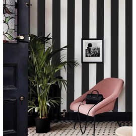 Cohoo Home Black and White Wallpaper Peel and Stick Striped Contact Paper for Cabinets Black and White Contact Paper Modern Self-Adhesive Removable Wallpaper Bedroom Bathroom Waterproof 276inL 18inW