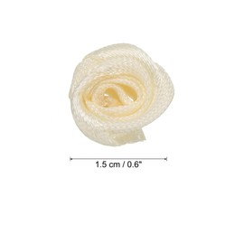 PATIKIL 0.6" Mini Satin Ribbon Roses, 50 Pcs Tiny Fabric Flowers Embellishments Rosettes Applique for DIY Crafts and Wedding, Beige