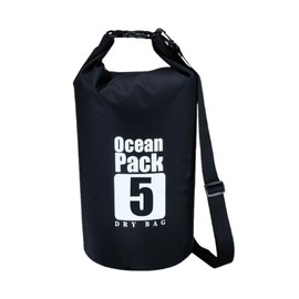 PR-DRYBAG5-BK Waterproof Bag, Dry Bag, 1.6 gal (5 L), Compact Bag, Pool, Sea, Beach, Outdoor, Shoulder, Should, Swimming, Rain, Commuting, Waterproof, Black
