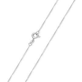 Materia K43 Corded Curb Chain Silver 925 Diamond Cut Fine Silver Chain 1 mm Women's Necklace in 40 45 50 60 70 cm, Metal