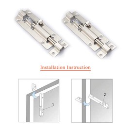Door Bolt,2 Sets Stainless Steel Silder Door Latch Locks Sliding Doors Catch Lock for Bathroom Internal Toilet Bedroom Window Furniture Pet Gate 3 inch