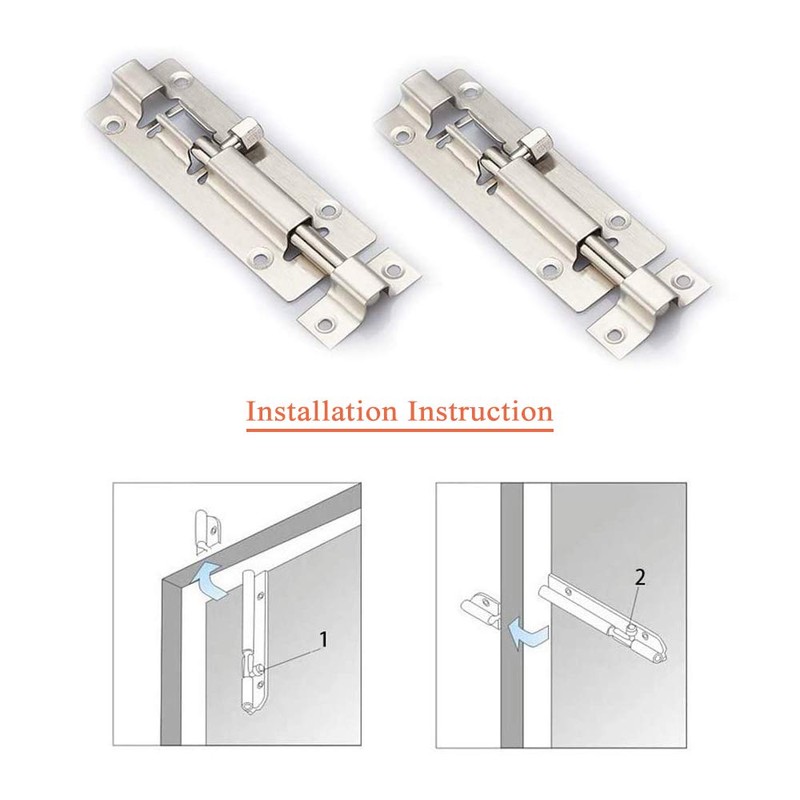 Door Bolt,2 Sets Stainless Steel Silder Door Latch Locks Sliding