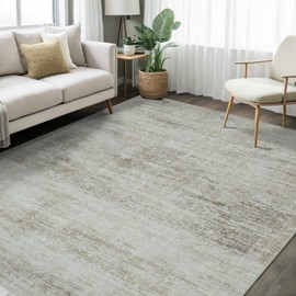 Dotiiorug Vintage Washable Area Rug for Living Room,Low Pile 5x7 Non Slip Carpet Non-Shedding Area Rug Soft Indoor Stain Resistant Rug Floral Print Mat for Bedroom Dining Room 091-Beige