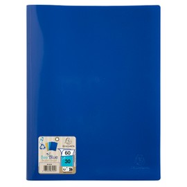 Exacompta BeeBlue 88182E Premium Display Folder Made of Opaque Recycled Plastic DIN A4 with 30 Transparent Pockets, 60 Views, Document Cover, Navy Blue Angel