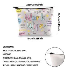 KUIYAI Work Wife Gift Work Best Friend Gift Work Bestie Gift Work Wife Zipper Pouch Makeup Bag (Work Wife makeupbag)