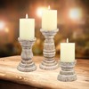 Stonebriar Antique White Wooden Pillar Candle Holder, Vintage Seaside Pillar