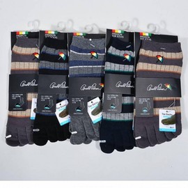 Honey Ding Gentleman Ringle Toe Horizontal Sneakers Socks 5 Pairs, Mixed Colors, 26cm