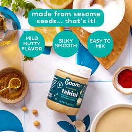 Soom Foods Premium Tahini 11oz (2 Pack) | Roasted & Ground Sesame Seed Paste | Creamy Tahini for Dubai Chocolate, Hummus, Sauces | Vegan, Nut-Free, Gluten-Free, Kosher, Keto, Paleo, Whole30