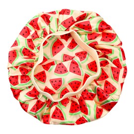 Jagowa Children's Satin Nightcap Stretch Silk Round Cap Baby Hair Guard Cap Soft Silk Broadband Color Night Hat Red