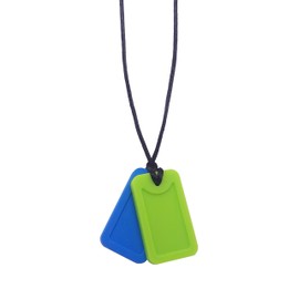 Sensory Oojamabobs - Dog Tags Pendant chew Necklace - Autism - Blue Mix 'N' Match! (Blue & Green)