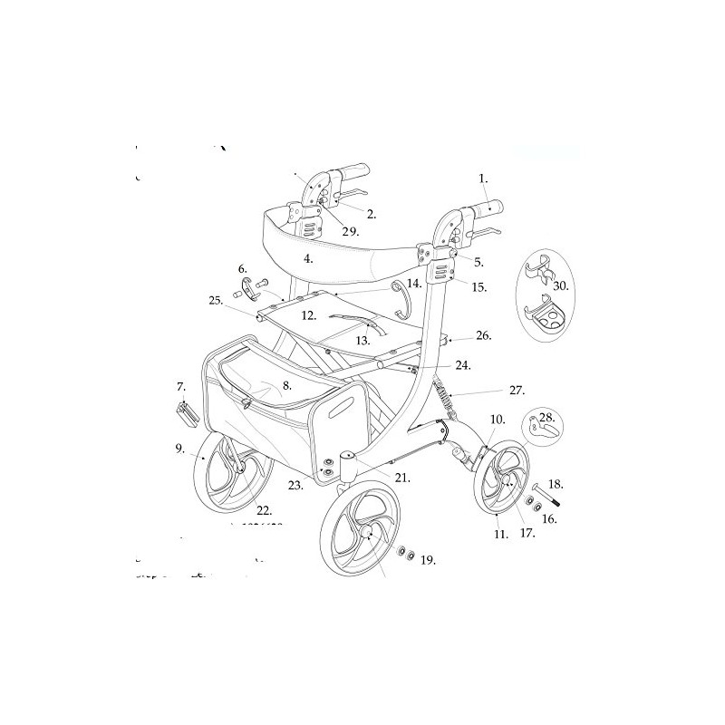 Replacement Parts for Drive Nitro HD Rollator, 10266HD (12. Seat