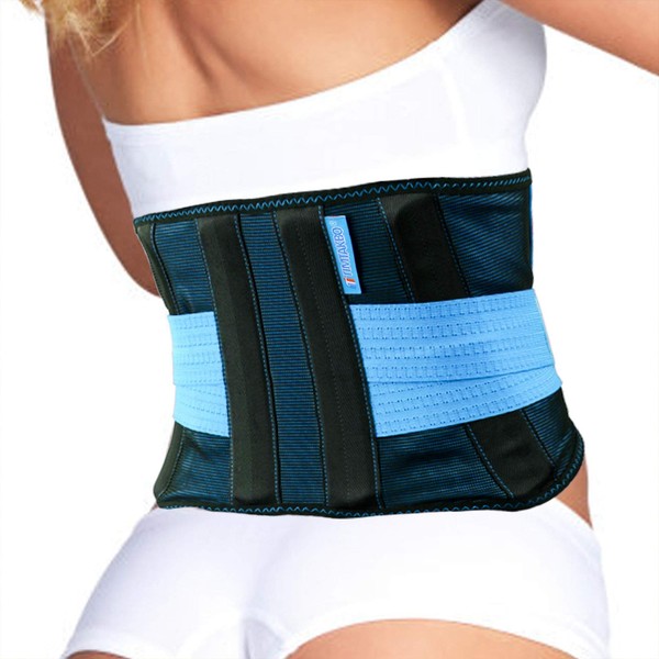 T TIMTAKBO 2.0 Version Lower Back Brace for Pain Relief, Back Brace for Lifting at Work, Back Brace for Herniated Disc and Sciatica, Back Support Belt for Women Men (Blue, L/XL Fit 32"-39")