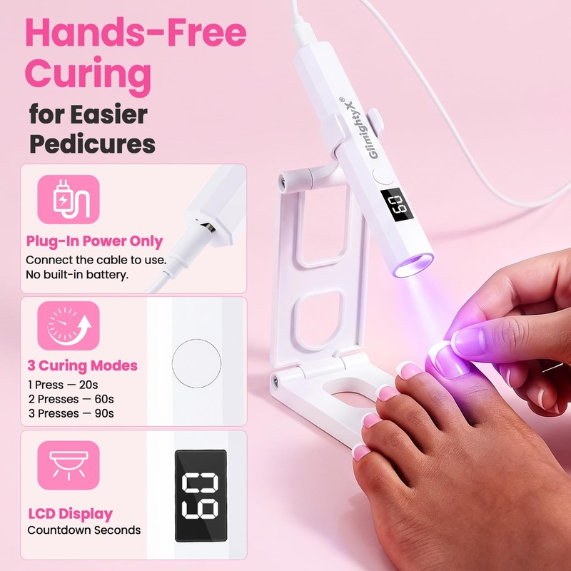 Gel Toe Nail Press ons kit with UV Light, French