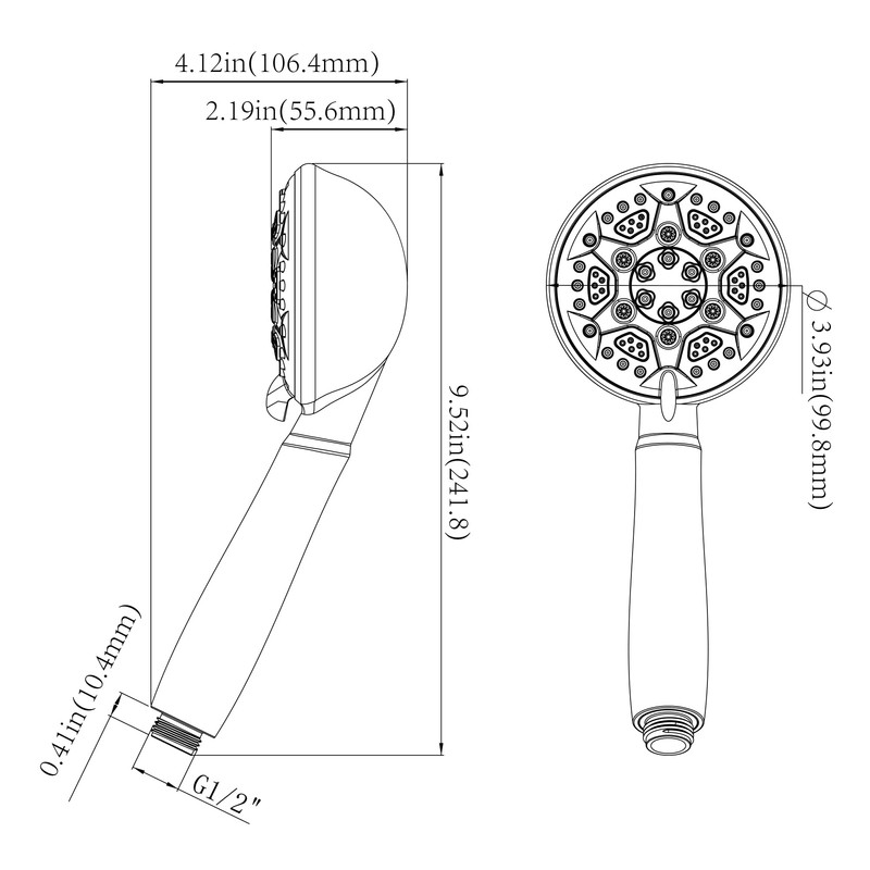 HNNHOME HydroPulse 100 mm Handbrause Hochdruck-Duschkopf, 6 Sprühmodi, universeller Power-Duschkopf-Ersatz