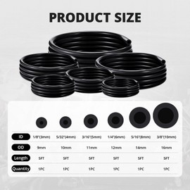EVIL ENERGY 1/8 5/32 3/16 1/4 5/16 3/8 Silicone Vacuum Tubing Hose Line Kit 5FT 130PSI Max Pressure Black (3mm 4mm 5mm 6mm 8mm 10mm)