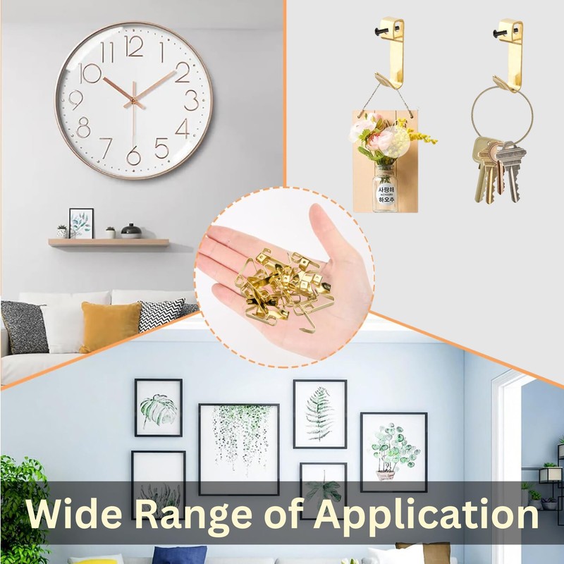 Hardware-Solutions 100 PCS Single Brass Plated Steel Picture Hooks with